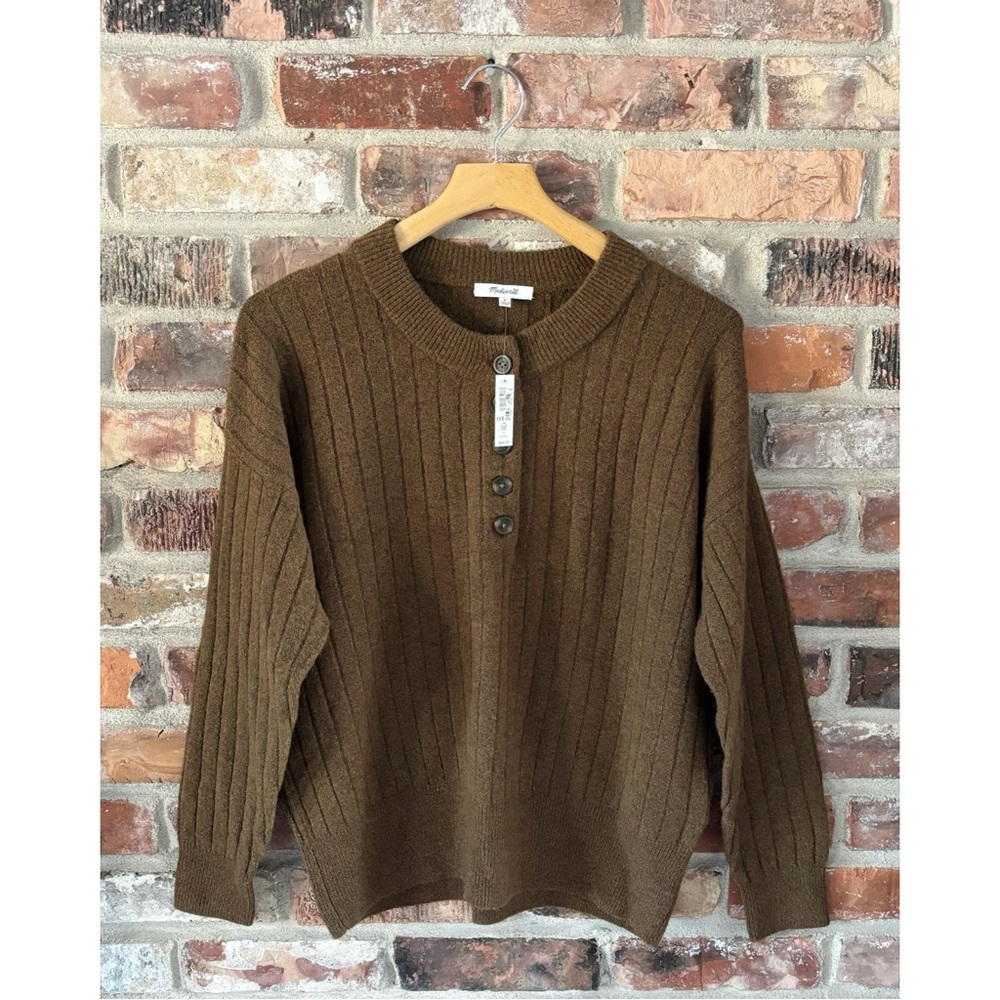Madewell Bowden Coziest Yarn Henley Pullover Sweater NWT, M